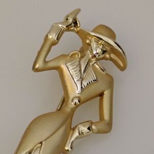 Gold Tone Woman Brooch